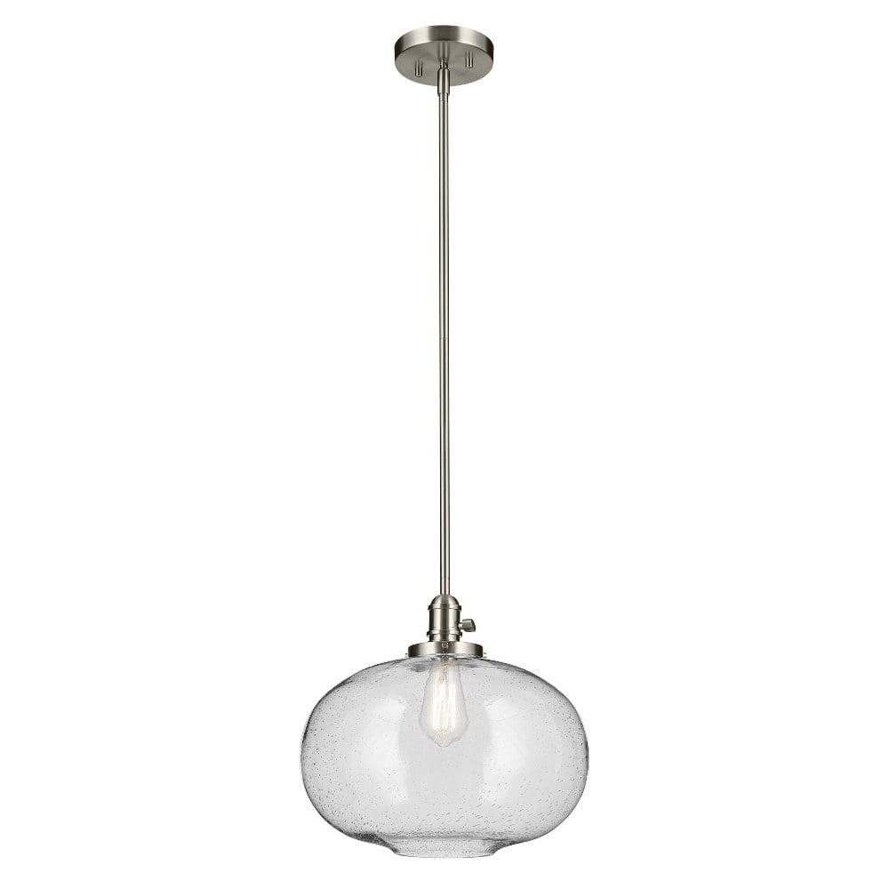 Avery Brushed Nickel Globe Pendant with Clear Glass Shade