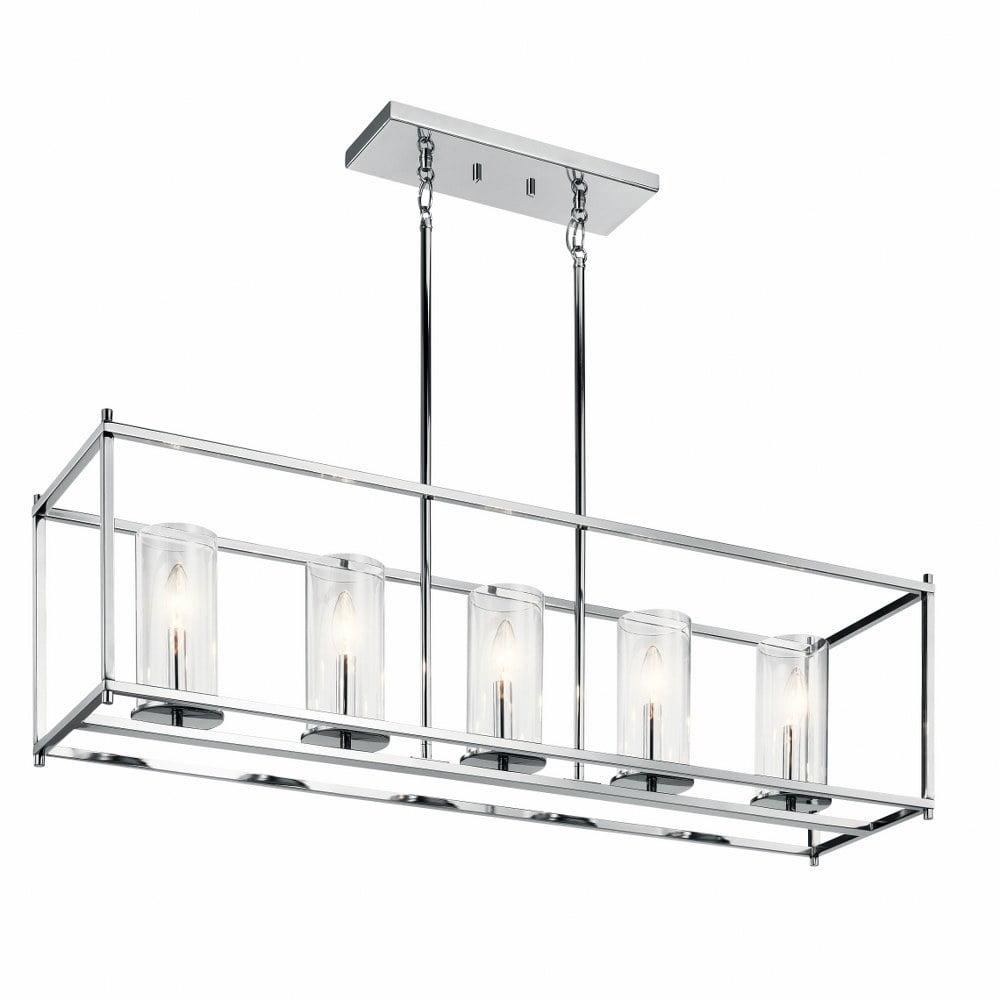 Crosby 13.75" 5 Light Linear Chandelier with Clear Glass Chrome