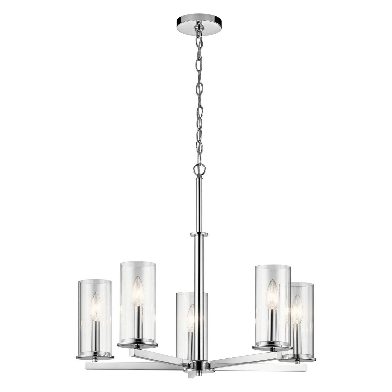 Crosby 22.25" 5 Light Chandelier Clear Glass Chrome