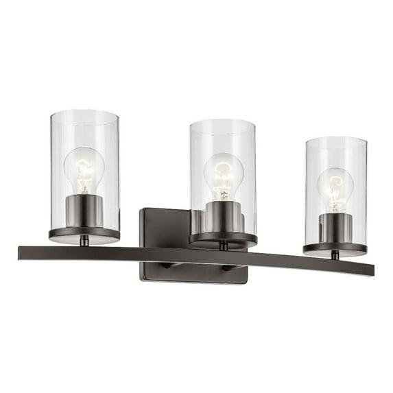 45497OZCLR-Kichler Lighting-Crosby - 3 Light Bath Vanity-8.75 Inches Tall and 23 Inches Wide-Olde Bronze Finish-Clear Glass Color