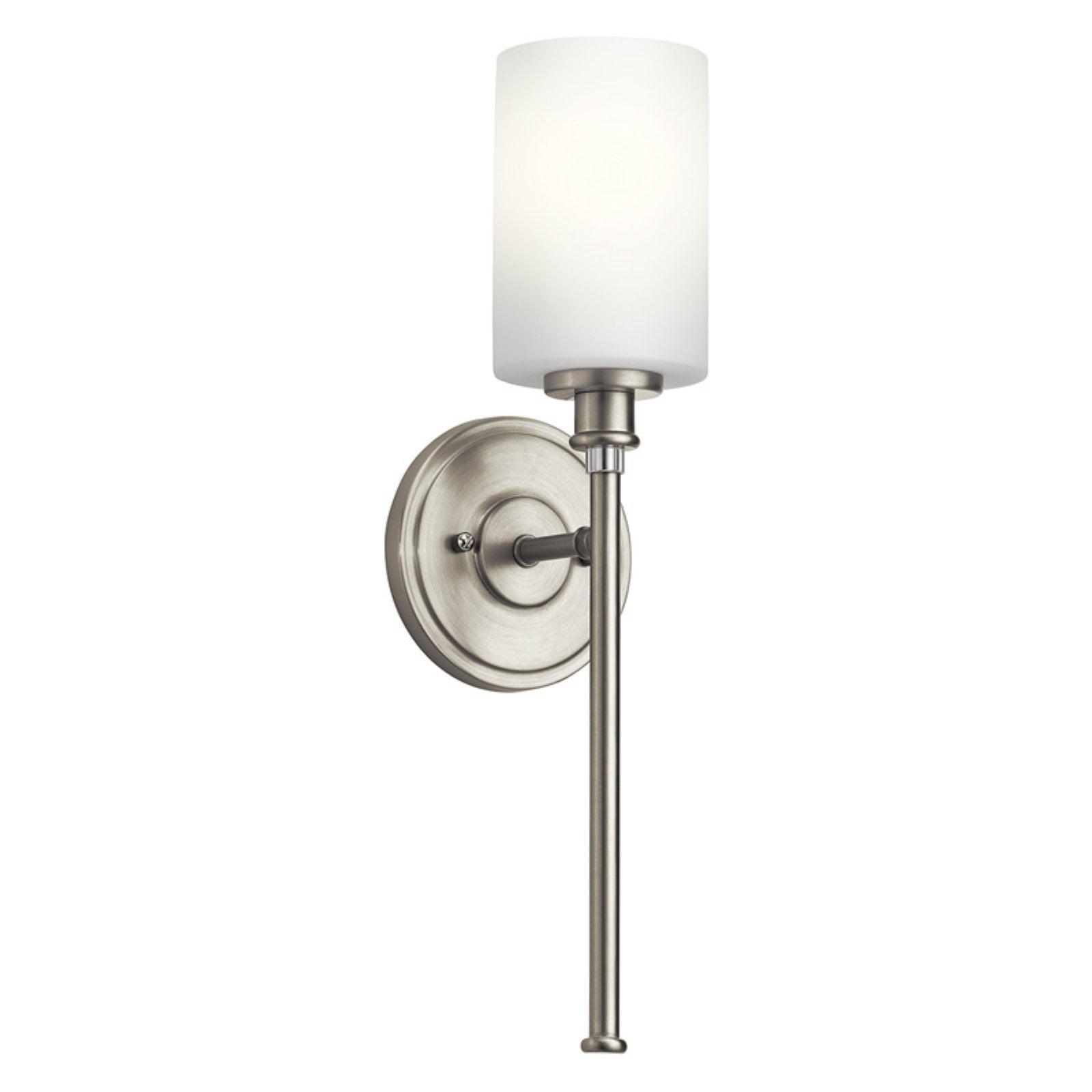 Transitional Nickel Wall Sconce with Cream Cylinder Shade