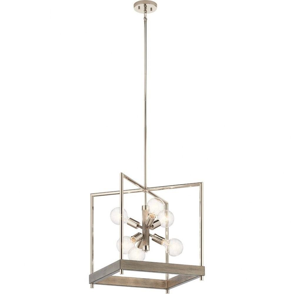 Modern Brushed Nickel 18" Wide Ceiling Pendant with Glass Accents