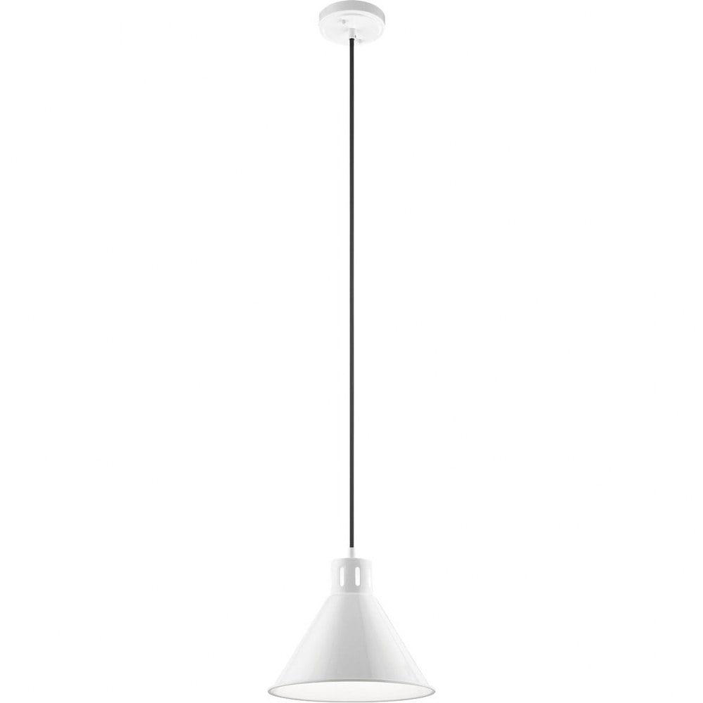 Zailey 10.75" Black and White Transitional Bowl Pendant Light