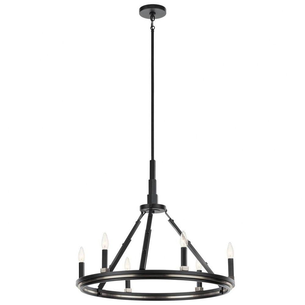 Emmala 24" Black and Brass 6-Light Candle Chandelier