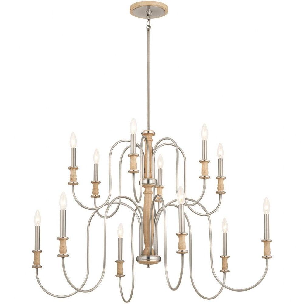 Karthe 42" Brushed Nickel 12-Light Candle Chandelier