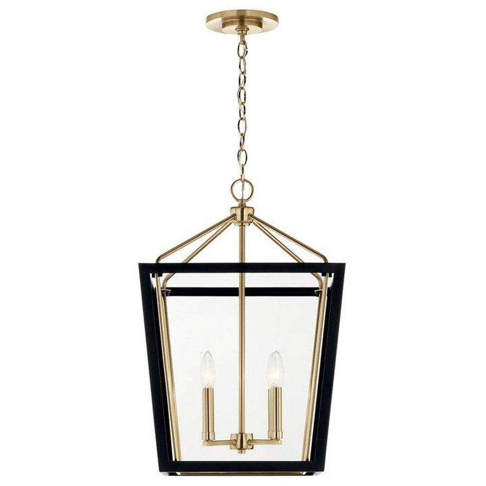 Delvin 24 Inch 4 Light Pendant with Clear Glass in Champagne Bronze and Black