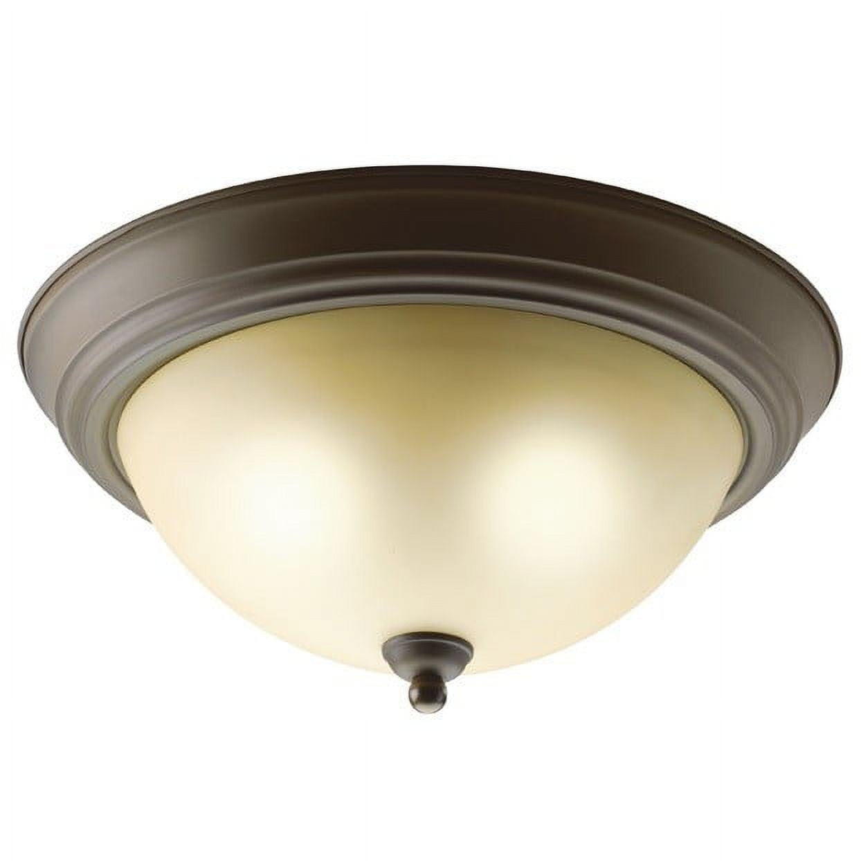 Olde Bronze 2-Light Flush Mount with Etched Glass Shade