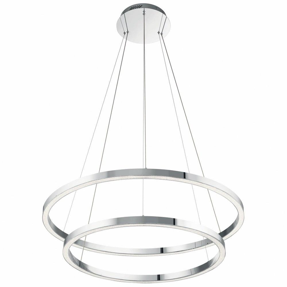 Chrome LED Ring Chandelier with Etched Acrylic Shade