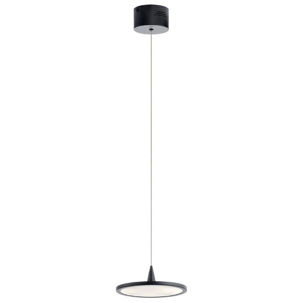 Jeno Matte Black Mini LED Pendant with White Acrylic Shade