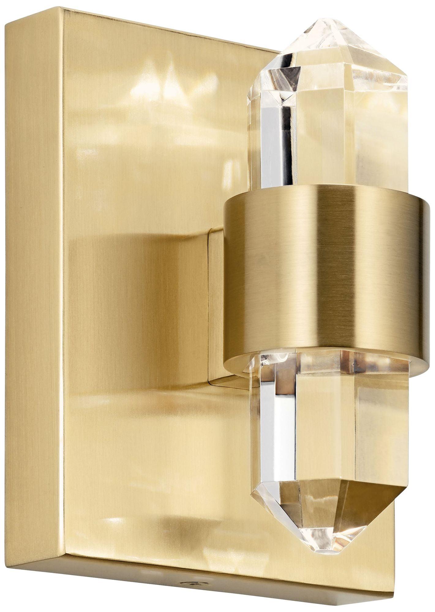 Champagne Gold LED Wall Sconce with Optical Crystal Shade