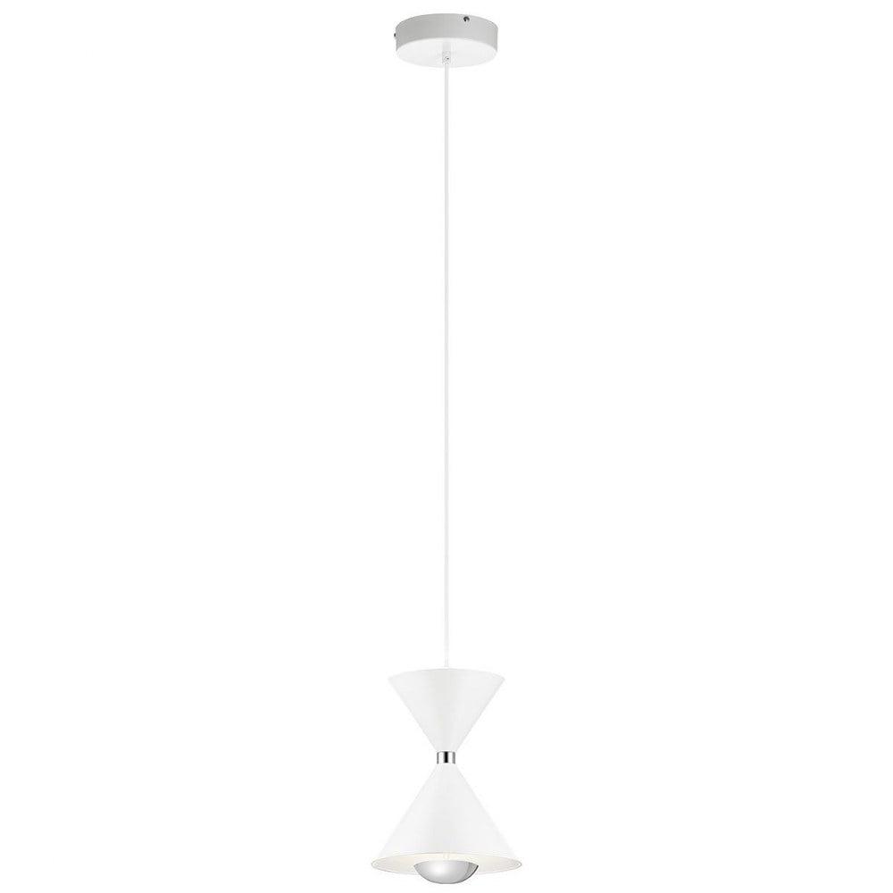 Kordan 8"W 1-Light LED Matte White  Metal Hourglass Mini Pendant Light Fixture by Kichler