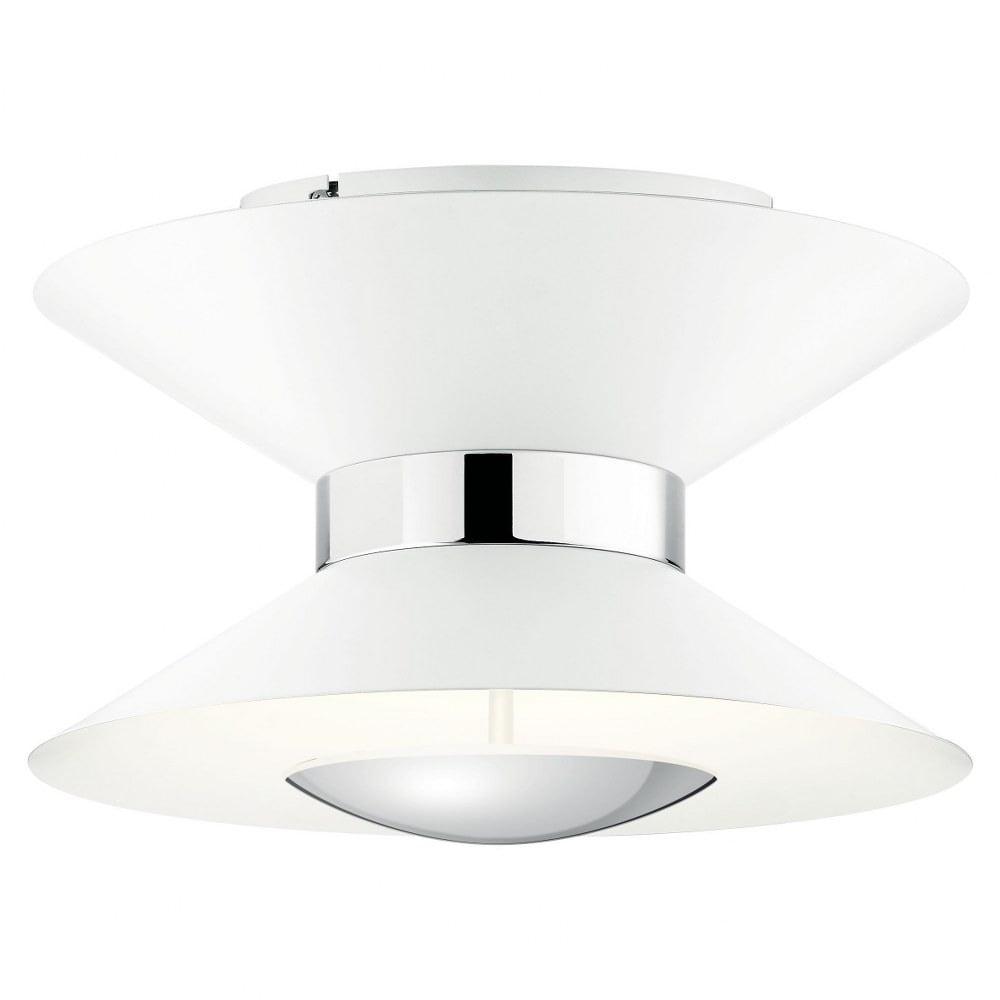 Kordan 14" Matte White and Chrome LED Semi-Flush Mount Ceiling Light