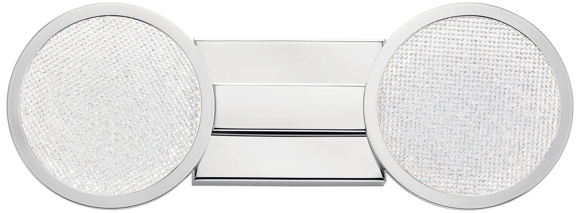 Delaine Chrome 2-Light LED Vanity with Clear Crystal Inlays