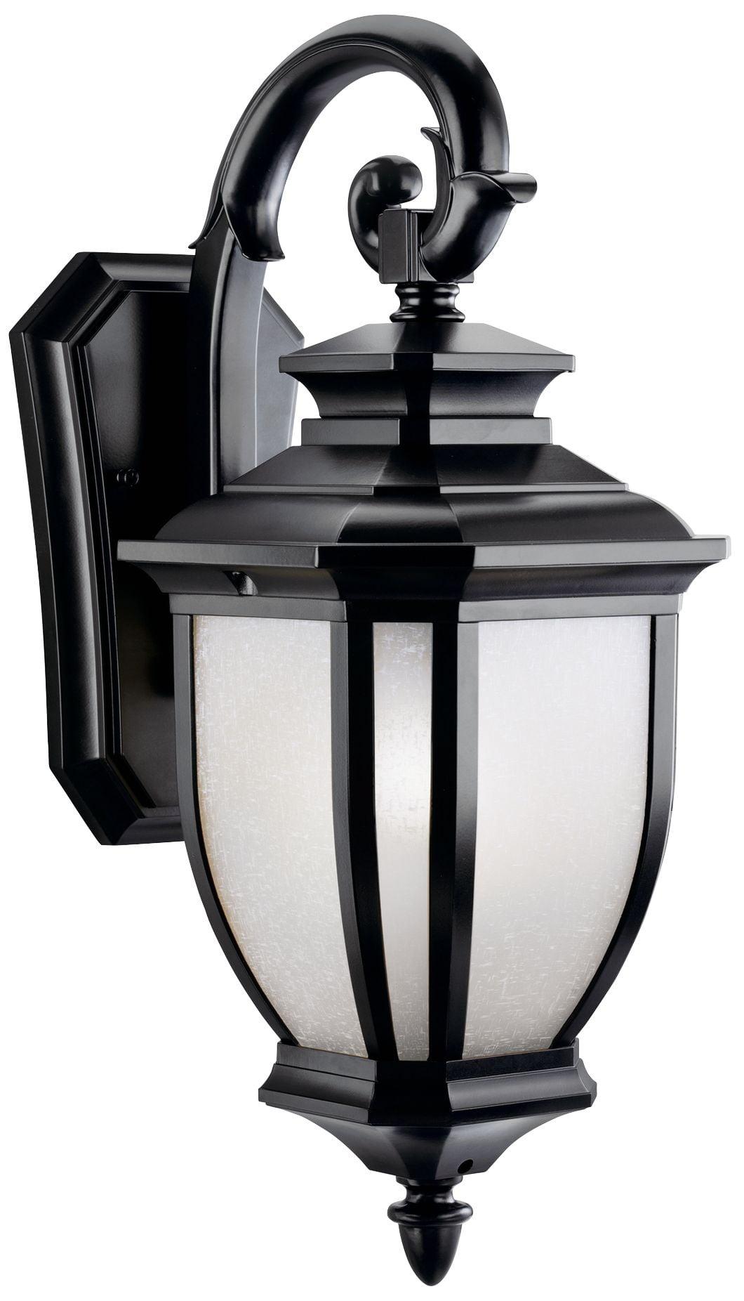 Salisbury 19.5" 1 Light Outdoor Wall Light with White Linen Glass in Black