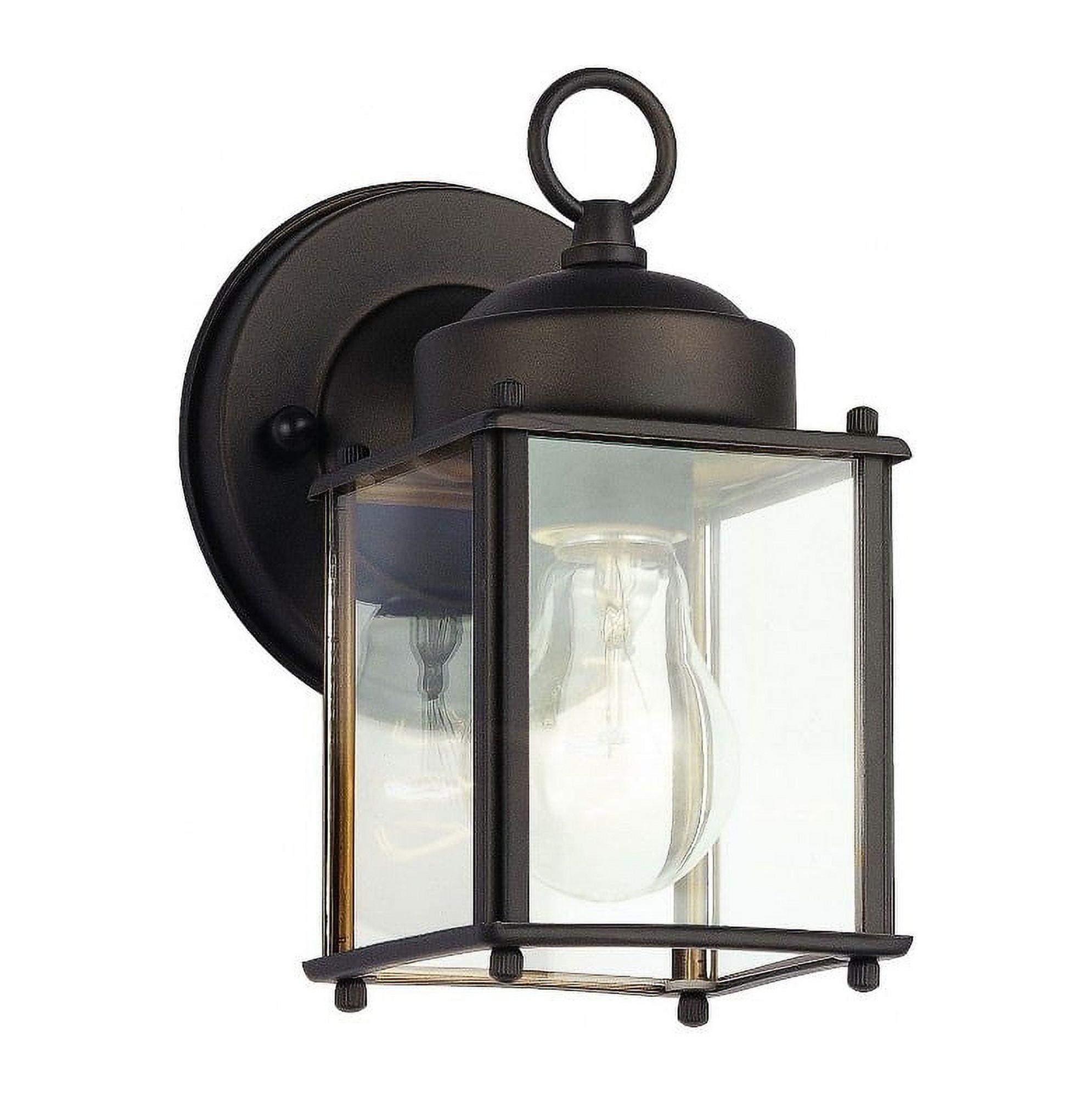 Classic Olde Bronze Lantern Wall Sconce with Clear Glass Panels