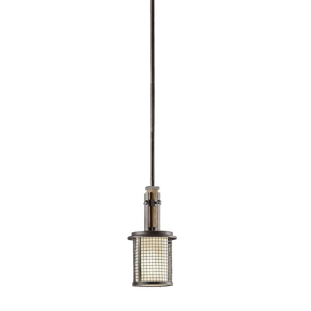 Anvil Iron Mini Pendant with Frosted Glass Shade