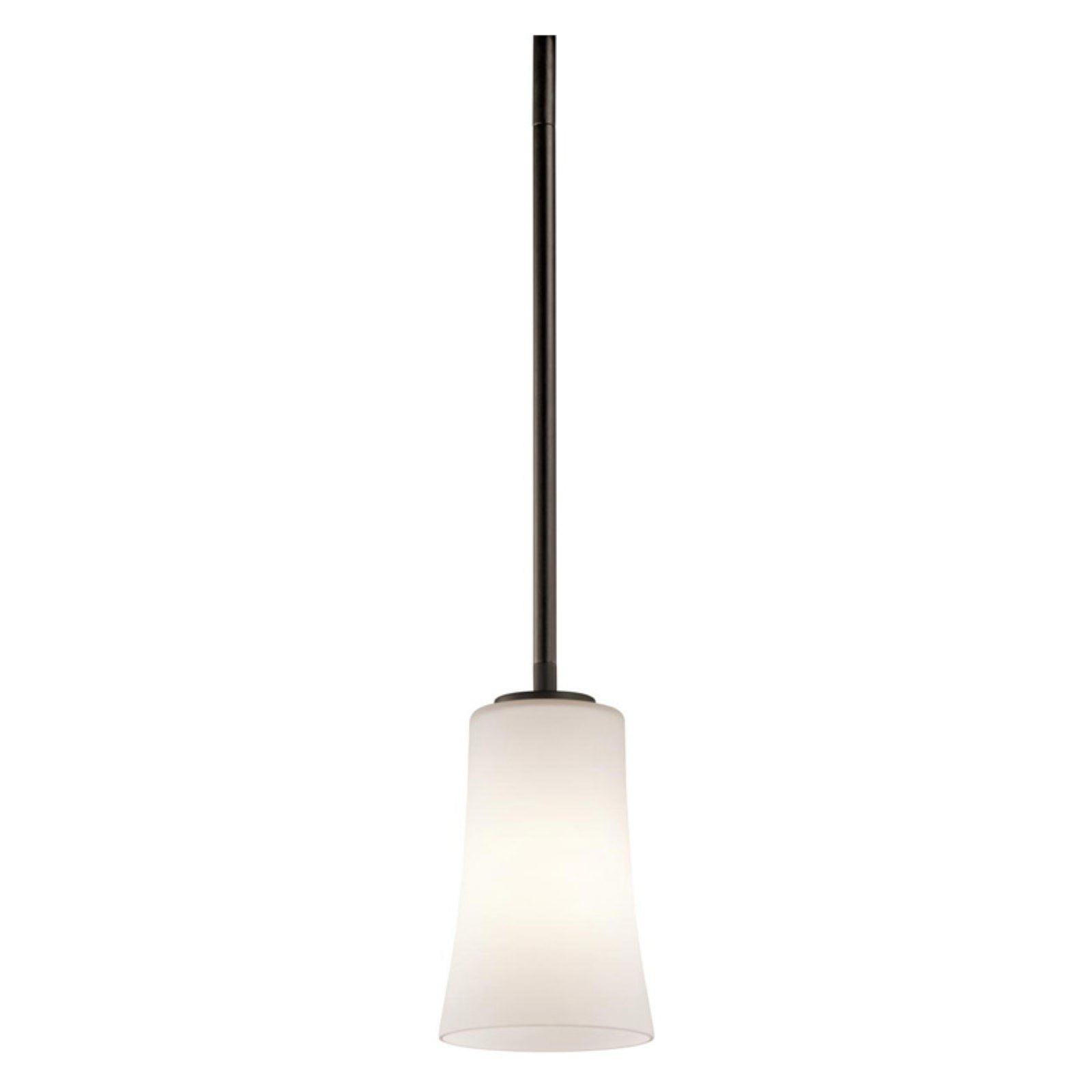 Mini Transitional Olde Bronze Pendant with Satin Etched White Glass