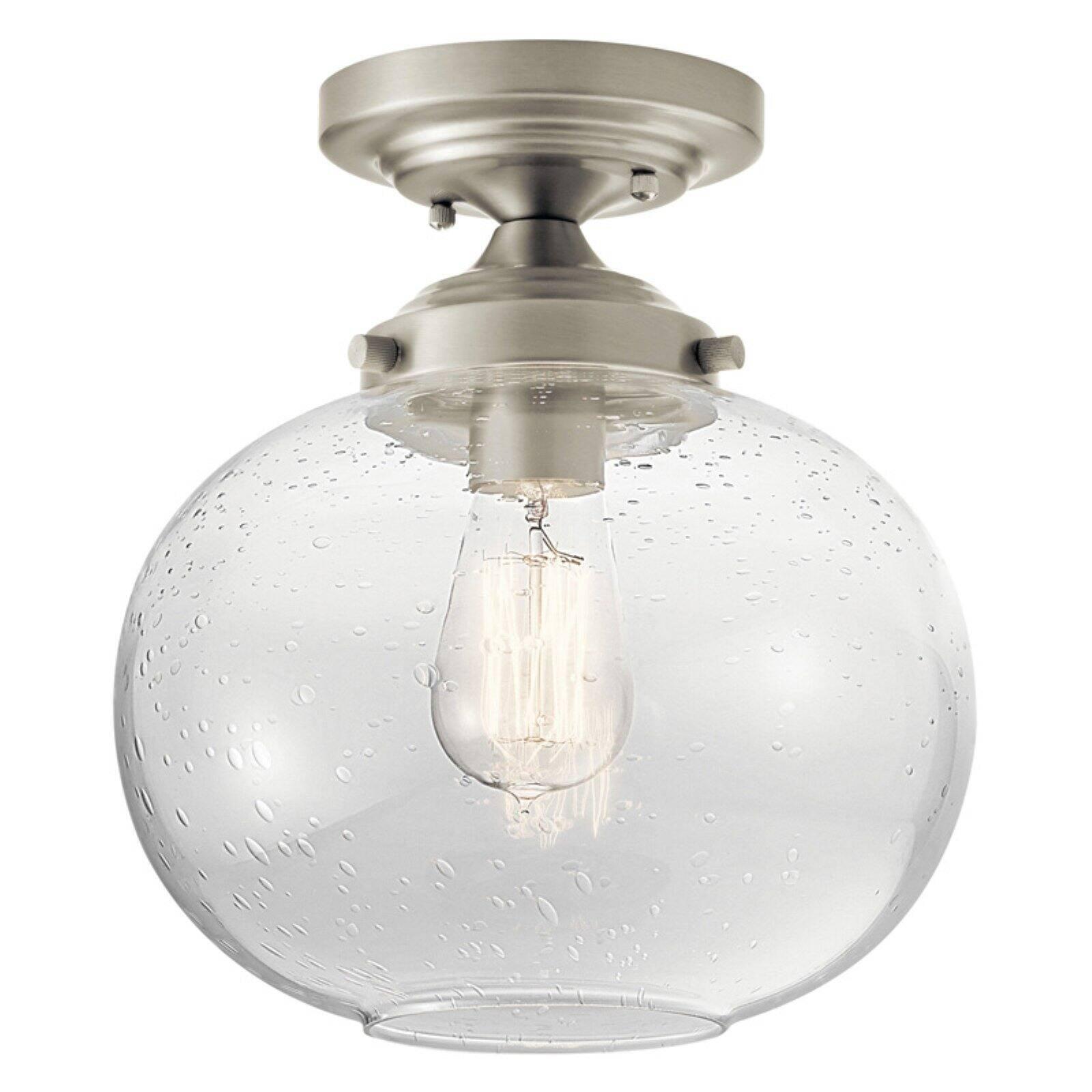 Avery 9.75" 1 Light Semi Flush with Clear Seeded Glass Brushed Nickel