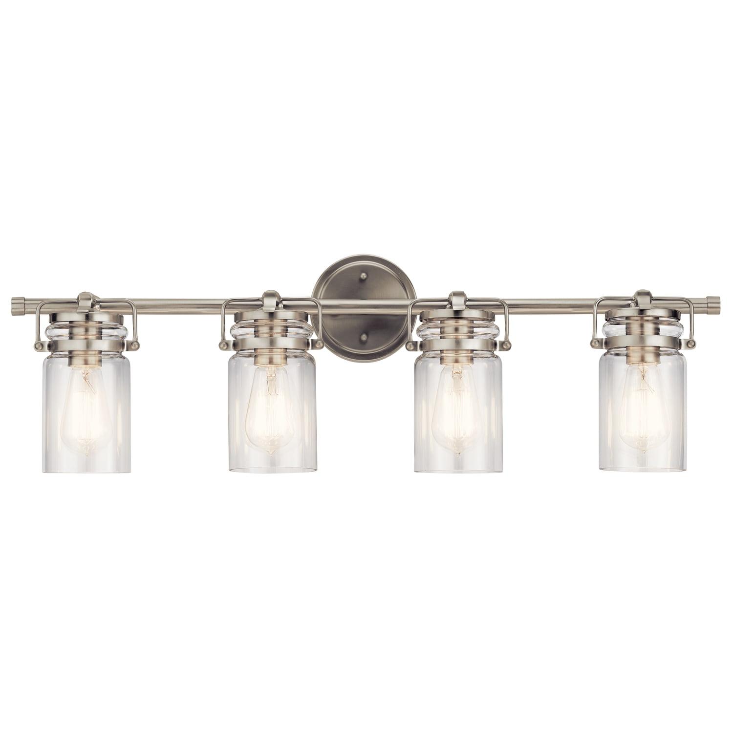 Brushed Nickel 32.25" 4-Light Vanity Light with Clear Glass Shades