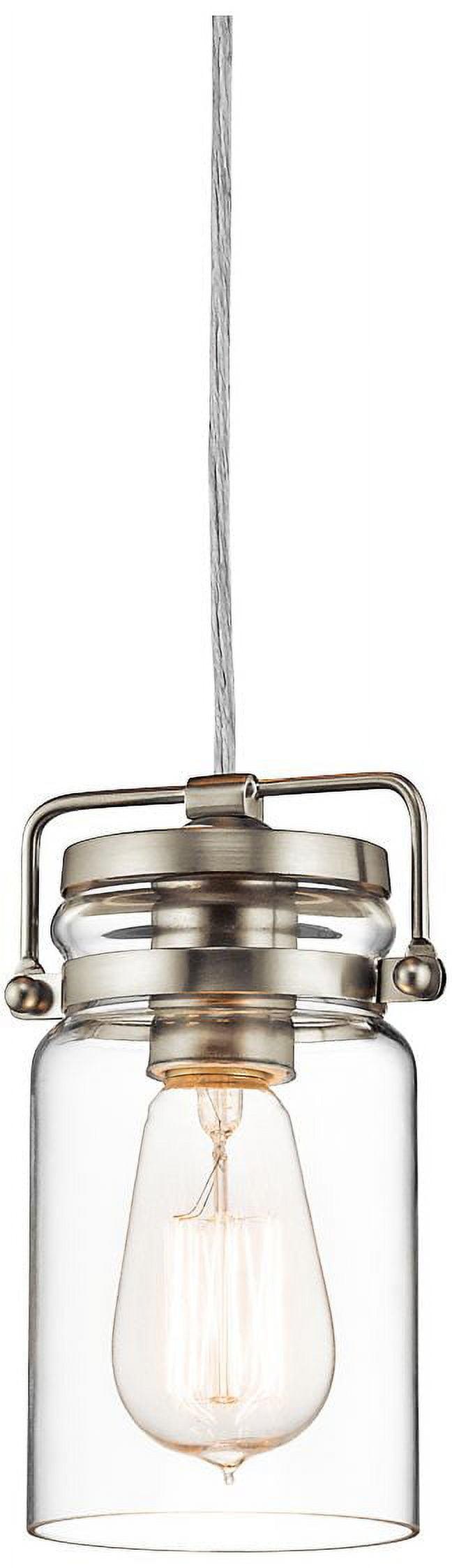 Brinley 7.75" 1 Light Mini Pendant with Clear Glass Brushed Nickel