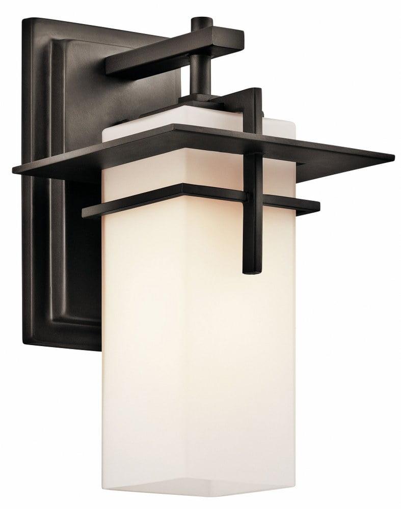 Caterham 11.75" 1 Light Outdoor Wall Light with Satin Etched Cased Opal Glass in Olde Bronze®