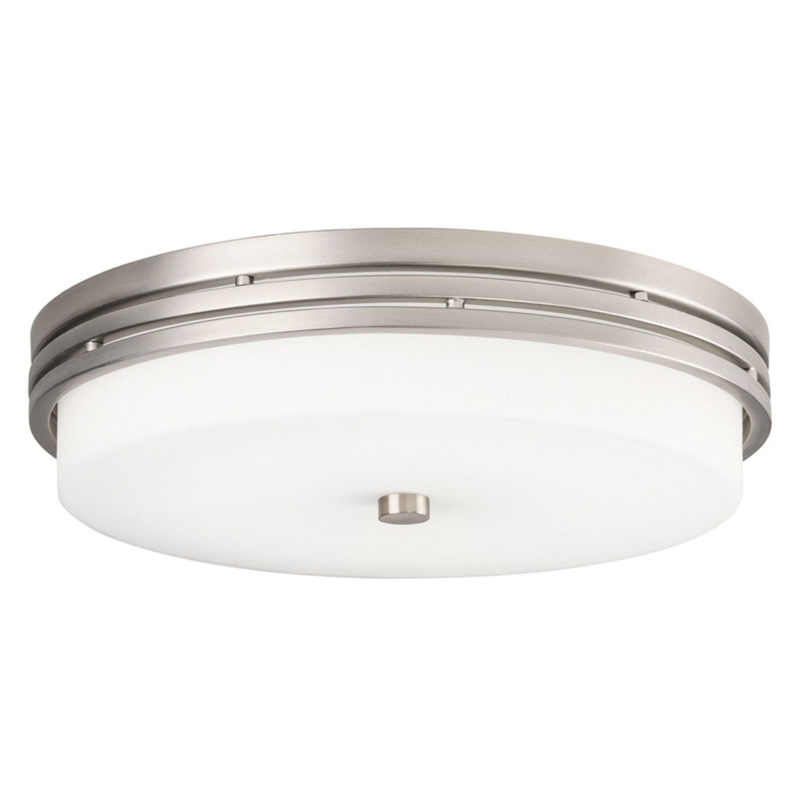 Transitional Brushed Nickel 14" LED Drum Flush Mount Light