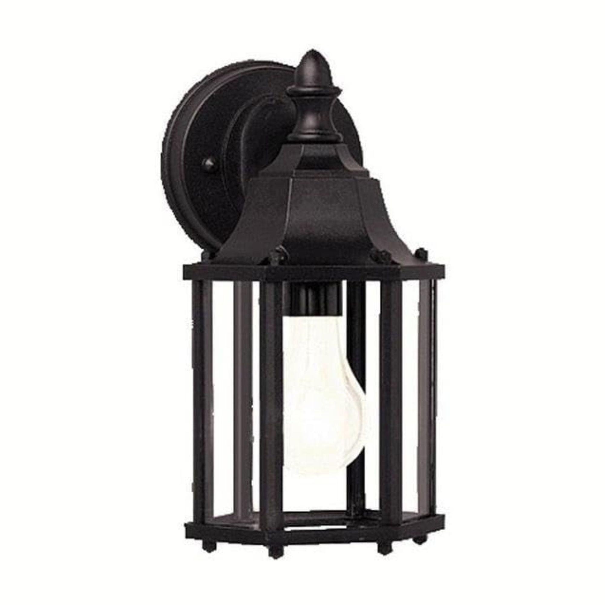 Black Traditional Outdoor Wall Lantern with Clear Glass