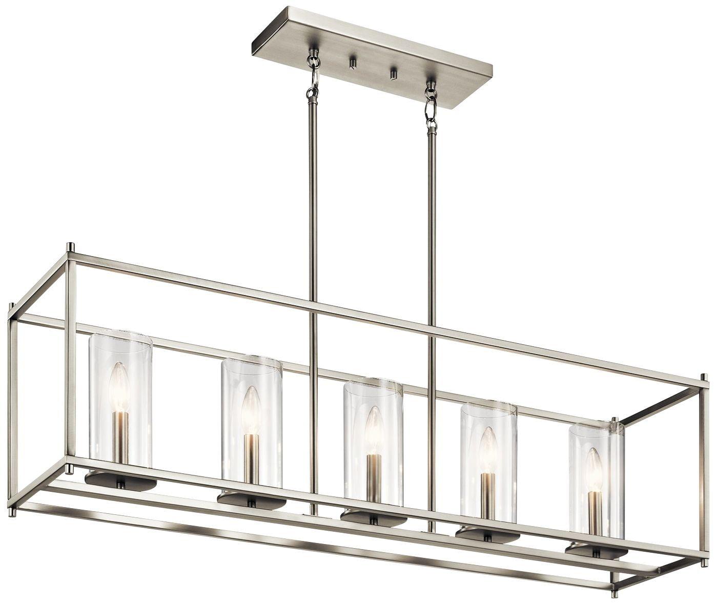 Crosby 13.75" 5 Light Linear Chandelier with Clear Glass Chrome