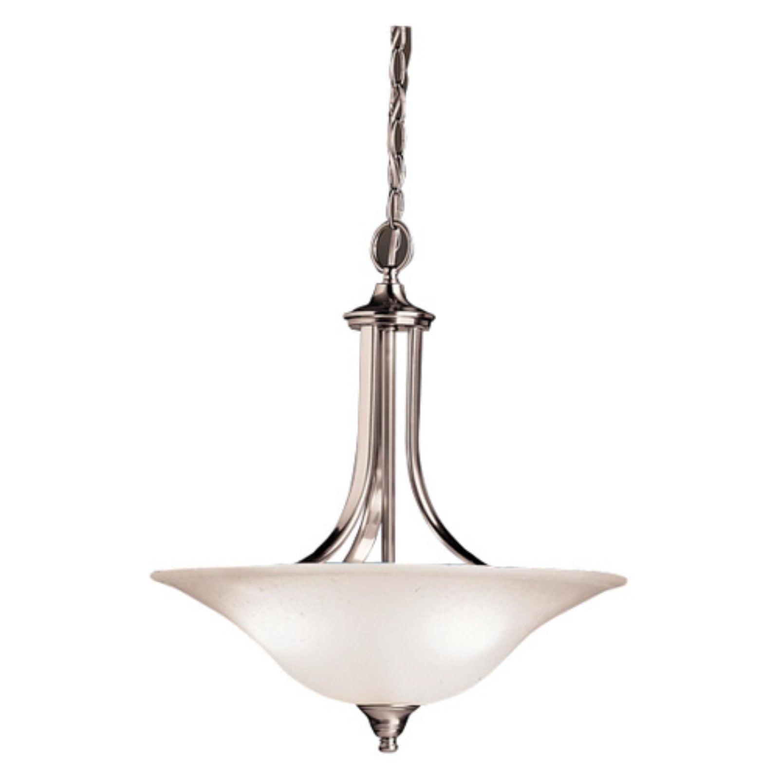 Dover Transitional 3-Light Pendant in Brushed Nickel with White Glass