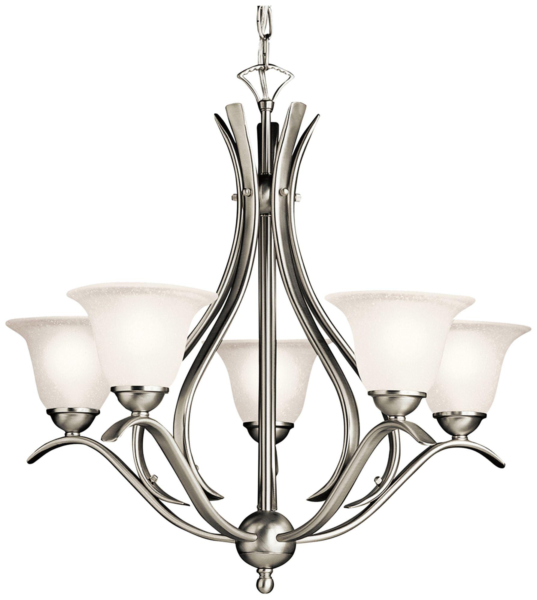 Elegant Dover Distressed Bronze 5-Light Chandelier with White Glass