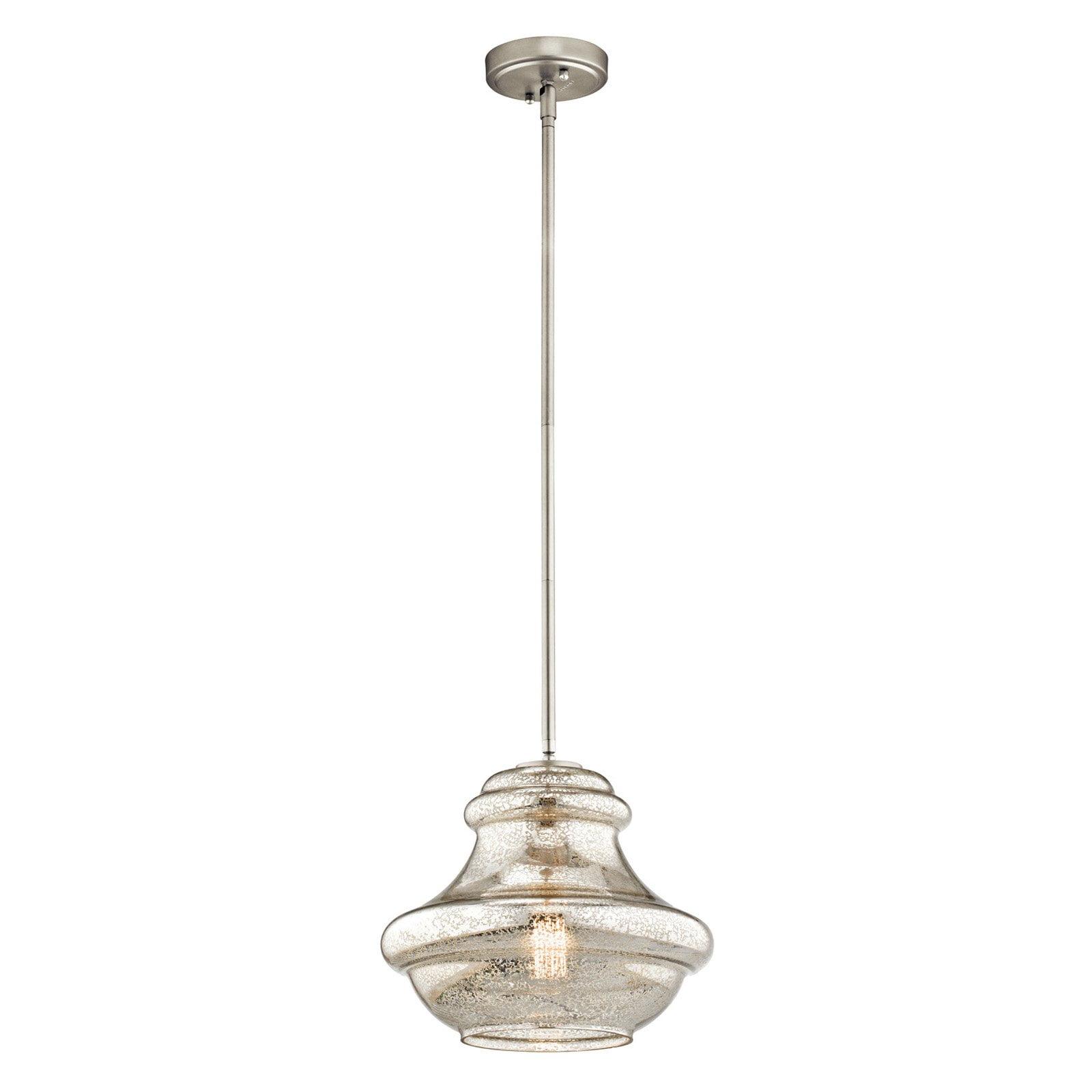 Everly 10.25" Schoolhouse Pendant in Brushed Nickel with Clear Glass