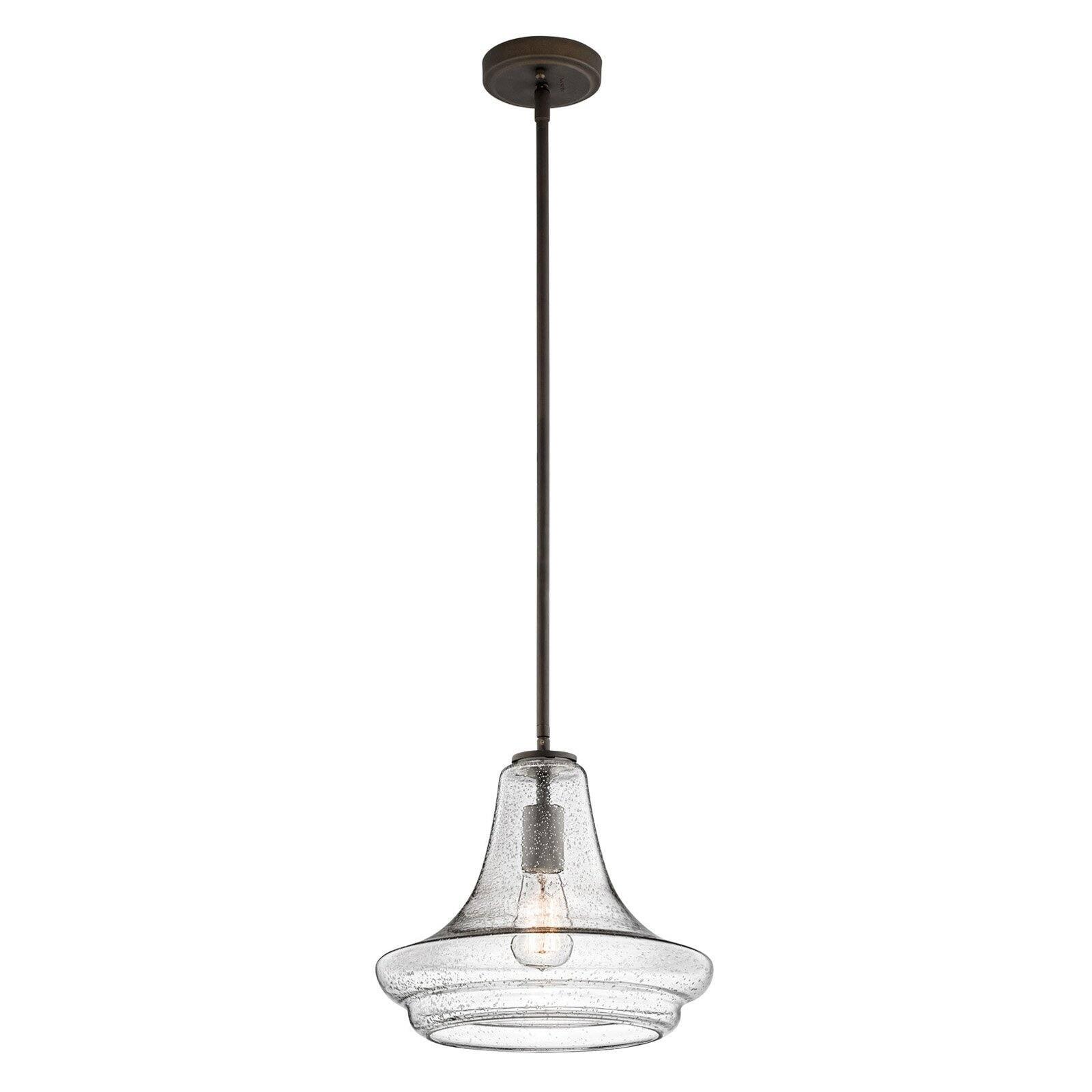 Everly 11.25" Clear Glass Bronze Pendant Light