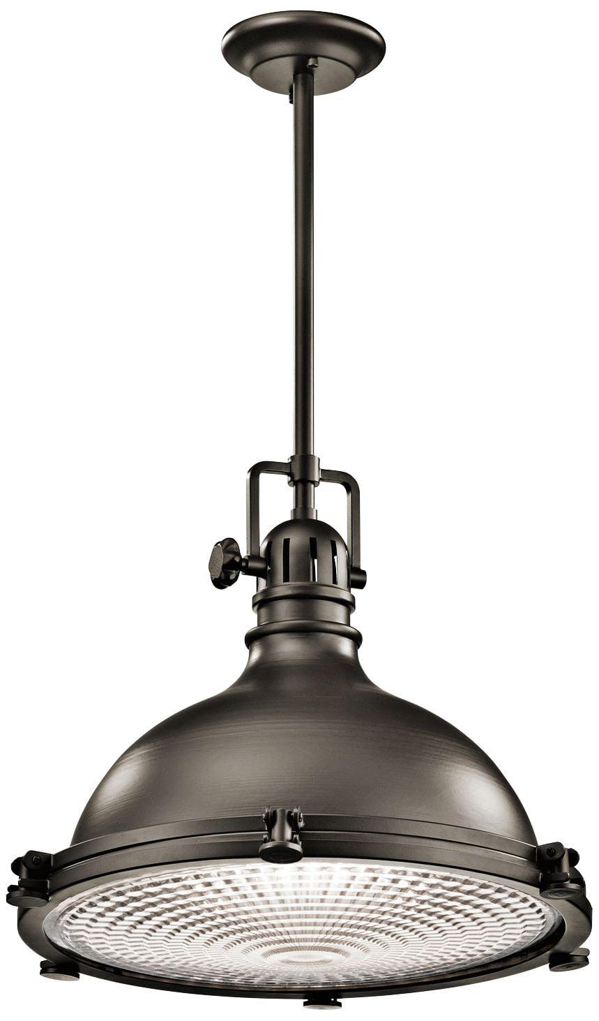 Transitional 23.75" Polished Nickel Dome Pendant with Copper Shade