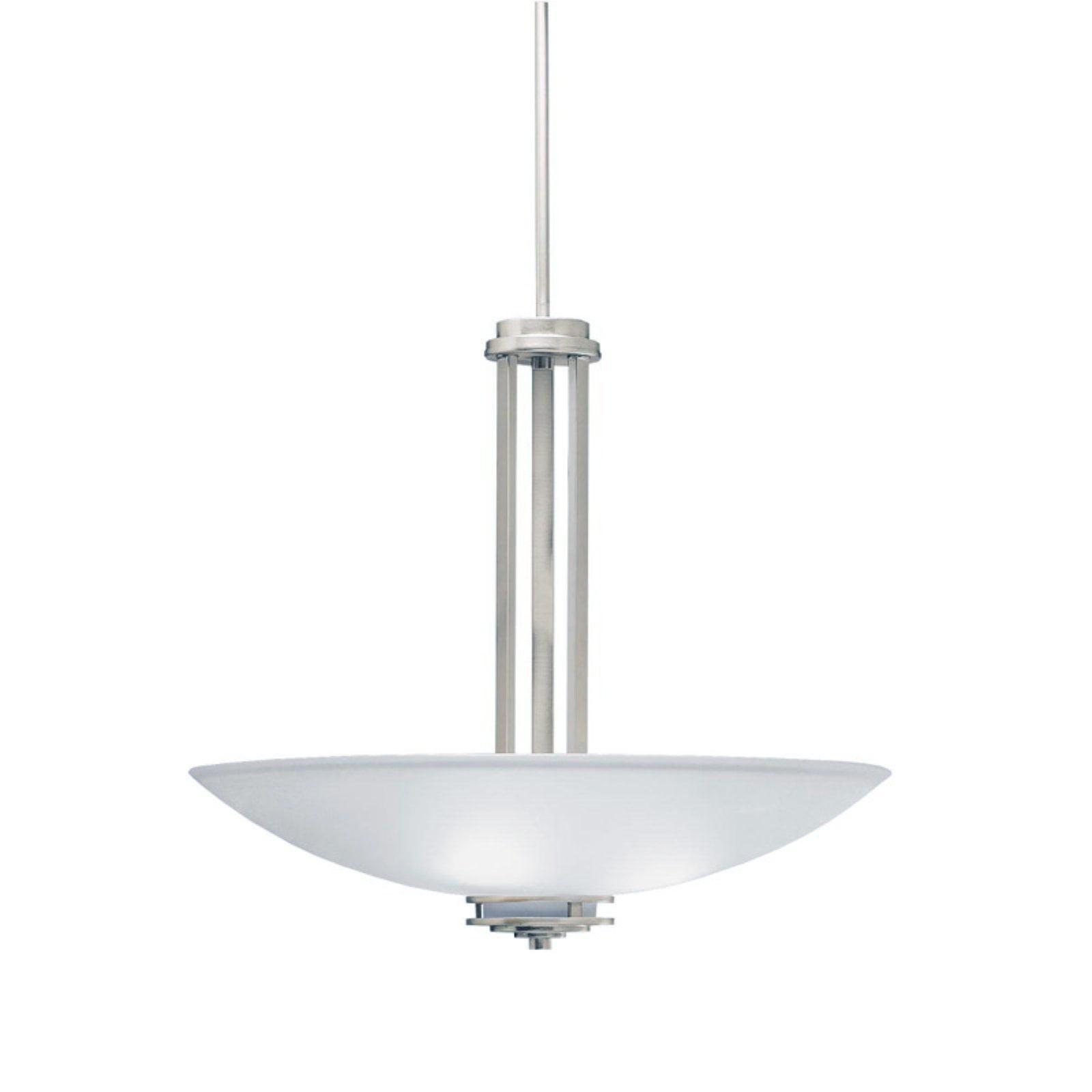 Hendrik 22" 3 Light Inverted Pendant with Satin Etched Cased Opal Glass Brushed Nickel