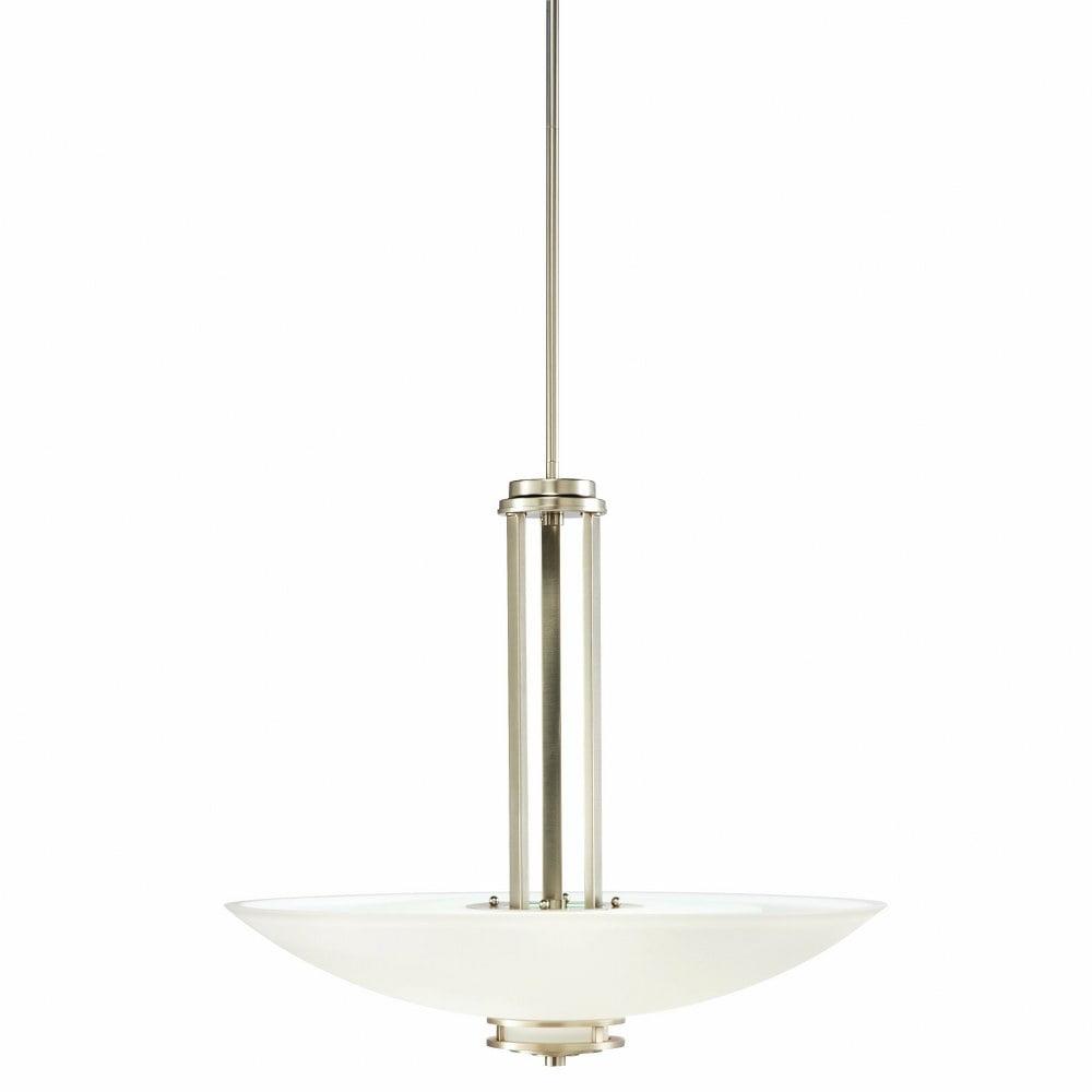 Hendrik 22" 3 Light Inverted Pendant with Satin Etched Cased Opal Glass Brushed Nickel