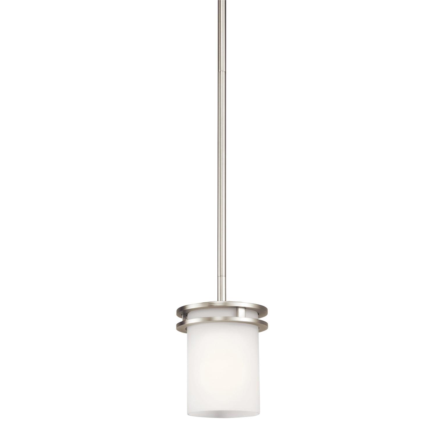 Hendrik 7.5" 1 Light Mini Pendant with Satin Etched Cased Opal Glass Brushed Nickel