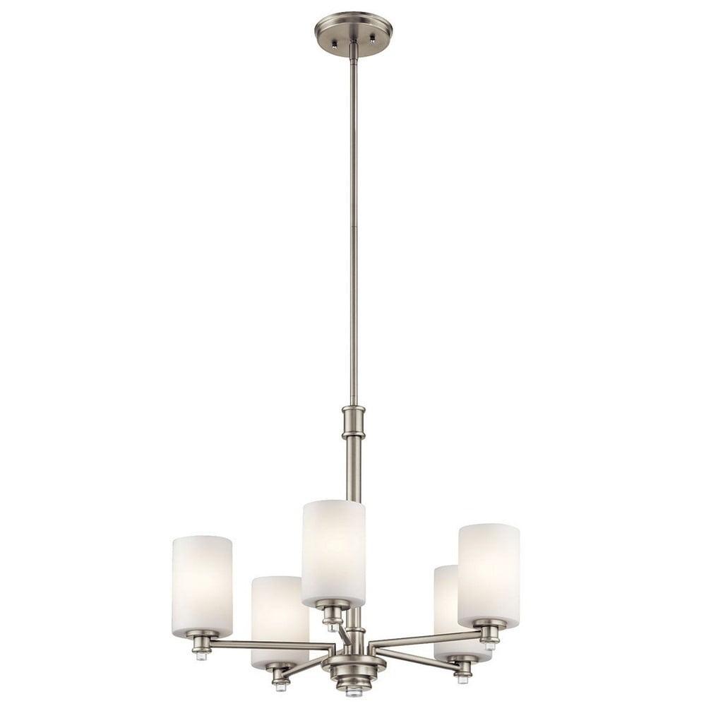 Joelson™ 19.75" 5 Light Chandelier with Satin Etched Cased Opal and Clear Glass Accent Glass in Brushed Nickel