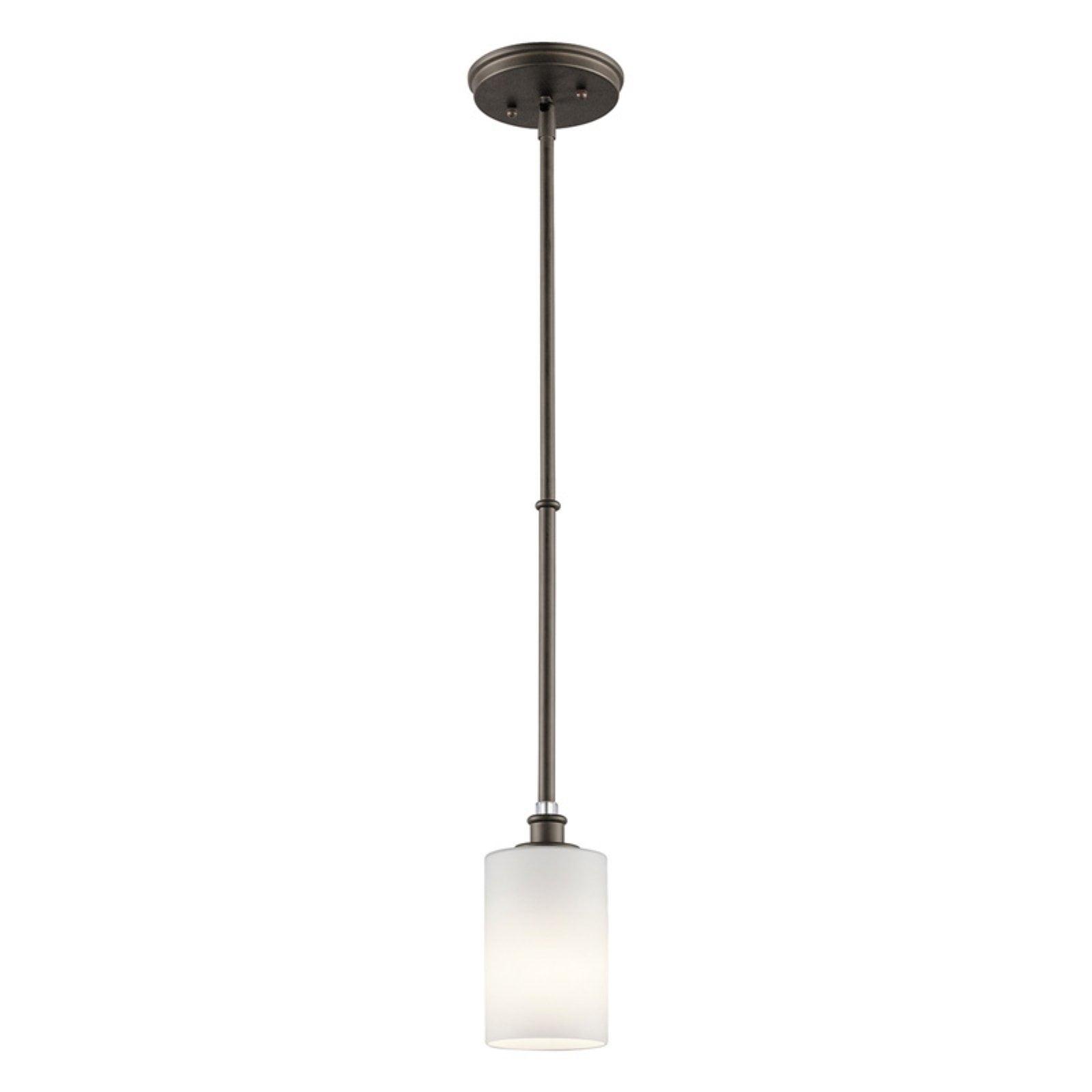 Joelson 19" Distressed Bronze Mini Pendant with Cream Glass Shade