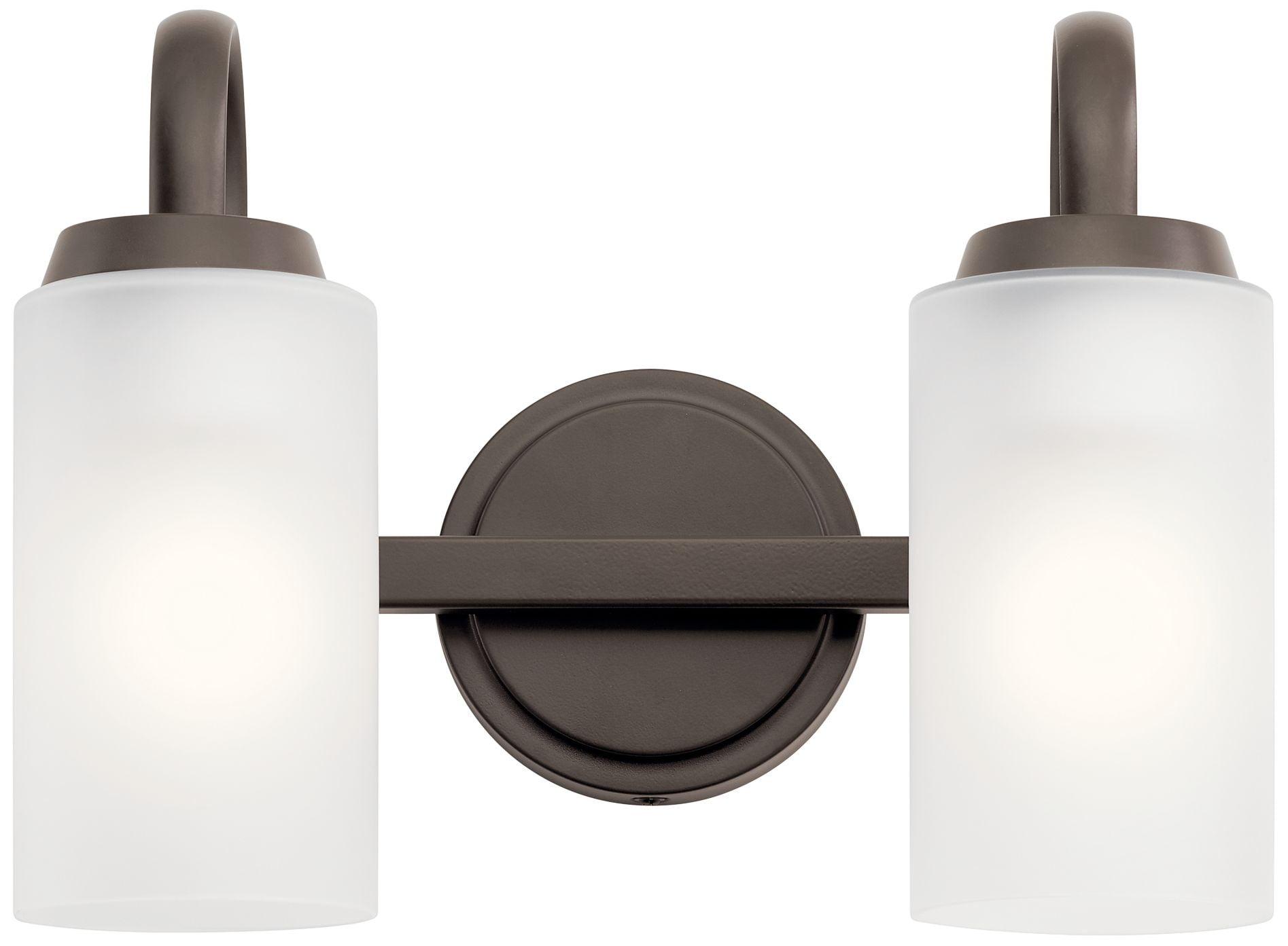 Kennewick Olde Bronze 2-Light Vanity Sconce with Satin Etched Glass