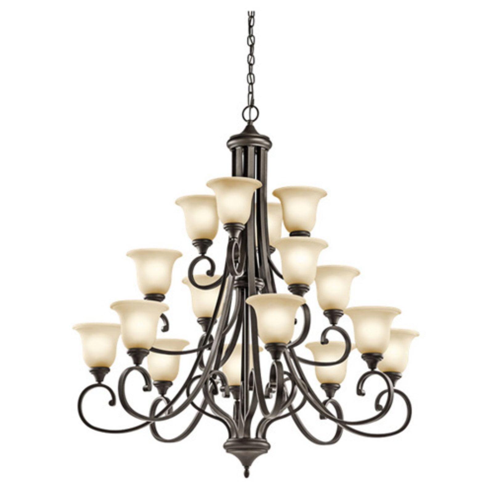 Monroe 16-Light Distressed Bronze 3-Tier Chandelier