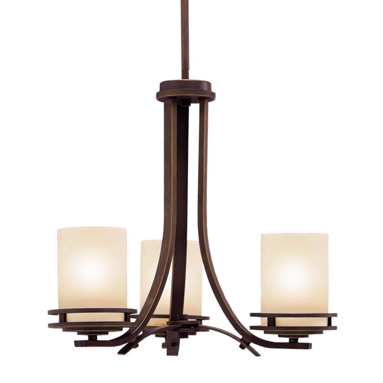 Olde Bronze Mini Chandelier with Light Umber Glass