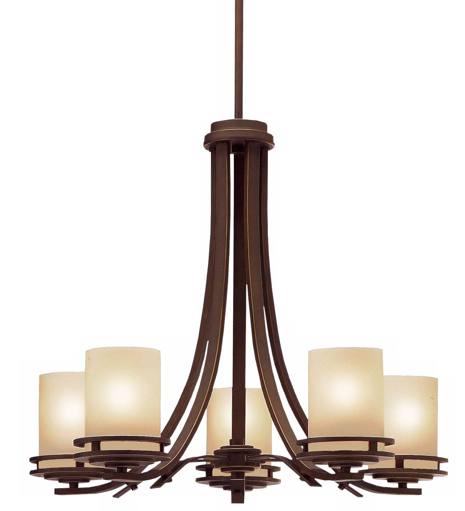 Hendrik Olde Bronze 5-Light Chandelier with Umber Glass