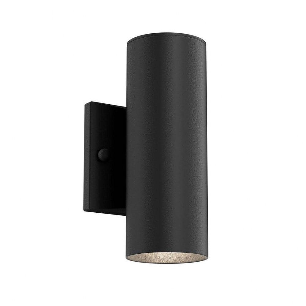 Sleek Textured Black Aluminum Up & Down 2-Light Deck Fixture