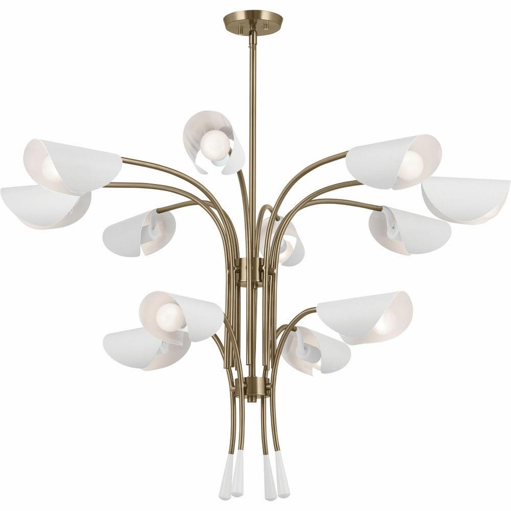 Arcus 46.25 Inch 12 Light Chandelier in Champagne Bronze with Black