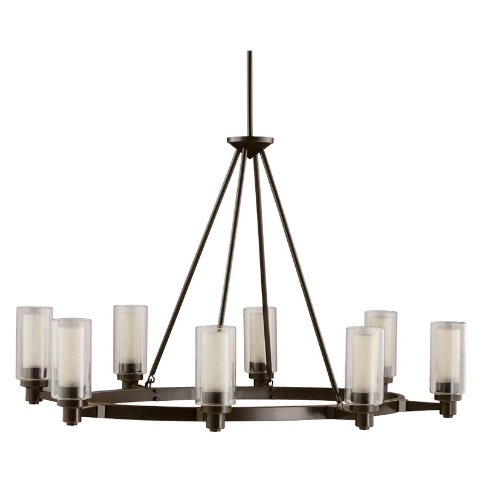 Circolo 27" Bronze 8-Light Oval Chandelier with Clear Glass