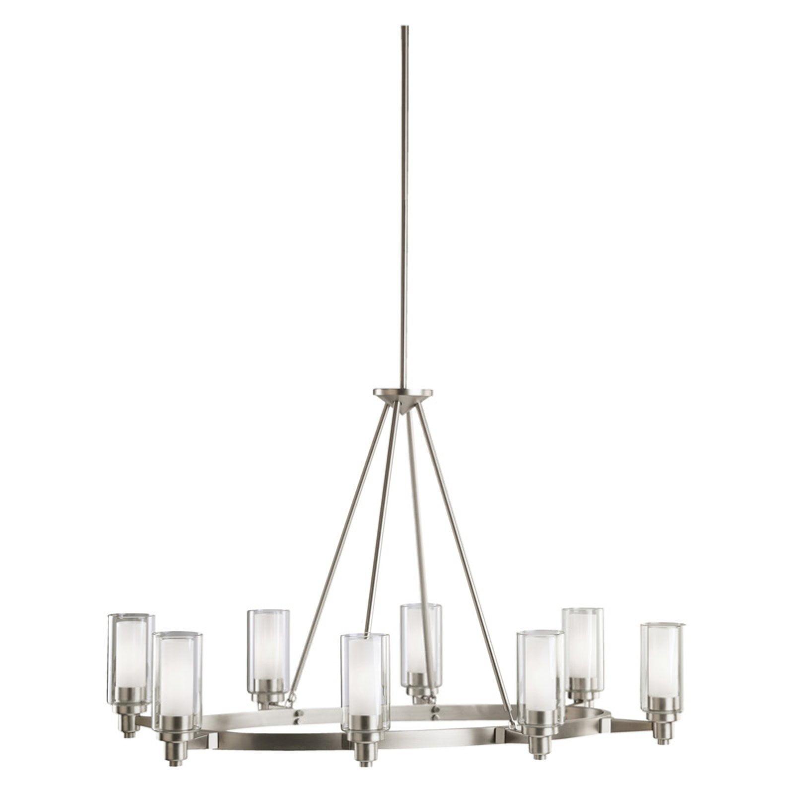 Elegant Brushed Nickel Oval Chandelier with Satin Etched Glass