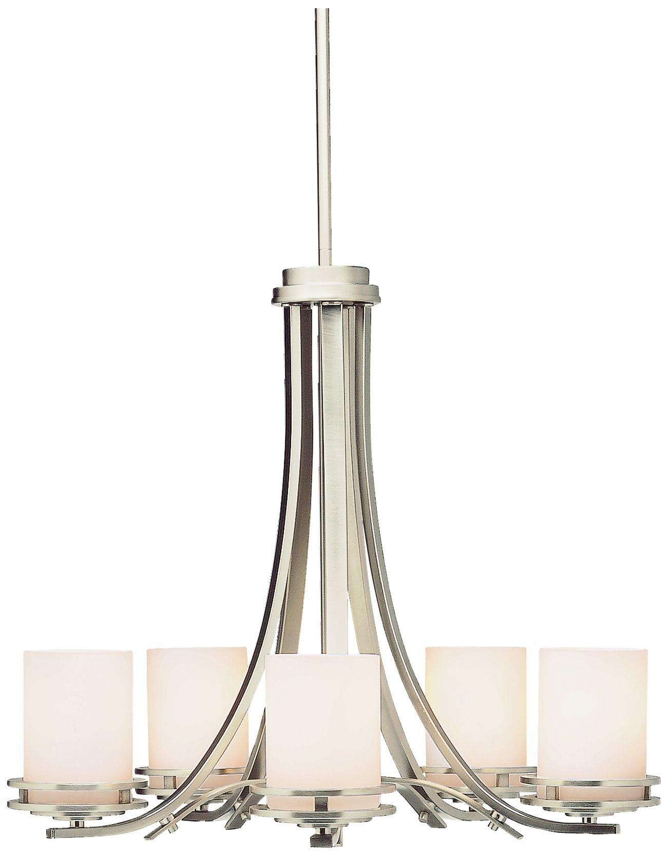 Hendrik 21.5" 5 Light Chandelier with Satin Etched Cased Opal Glass Brushed Nickel