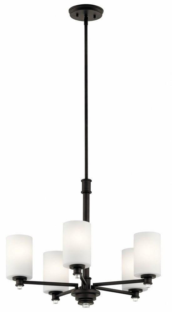 Joelson™ 19.75" 5 Light Chandelier with Satin Etched Cased Opal and Clear Glass Accent Glass in Brushed Nickel