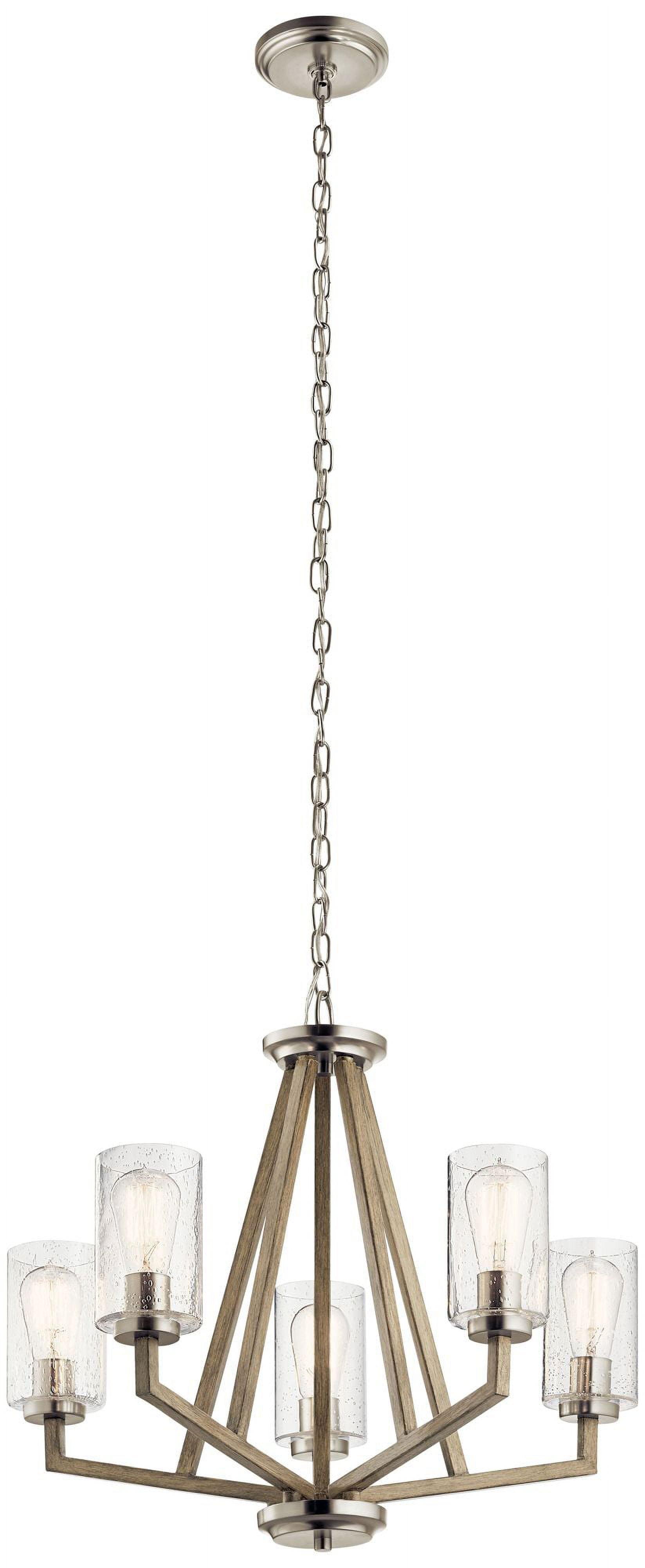 Distressed Gray Nickel Rustic 5-Light Chandelier