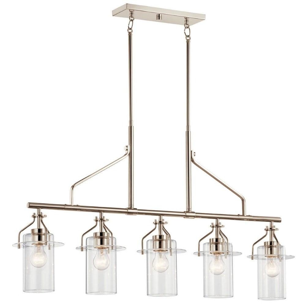 Everett™ 42 Inch 5 Light Linear Chandelier with Clear Glass in Polished Nickel